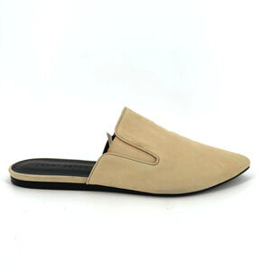 Jenni Kayne Suede Leather Mules Slide Shoes Size 37/US 7 Minimalist Preppy Ivory